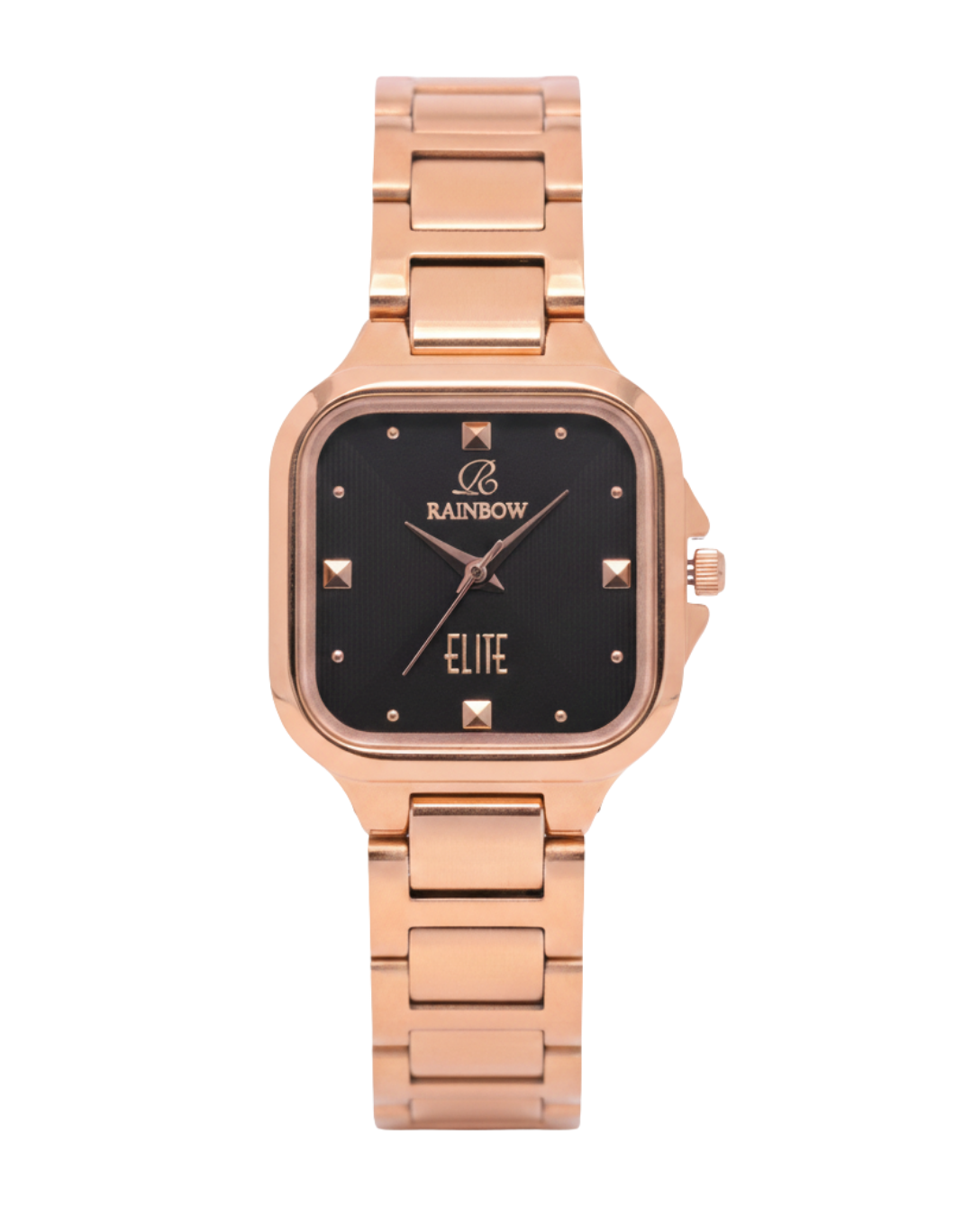 Rainbow Elite – Rose Gold Square Dial (Black Dial)