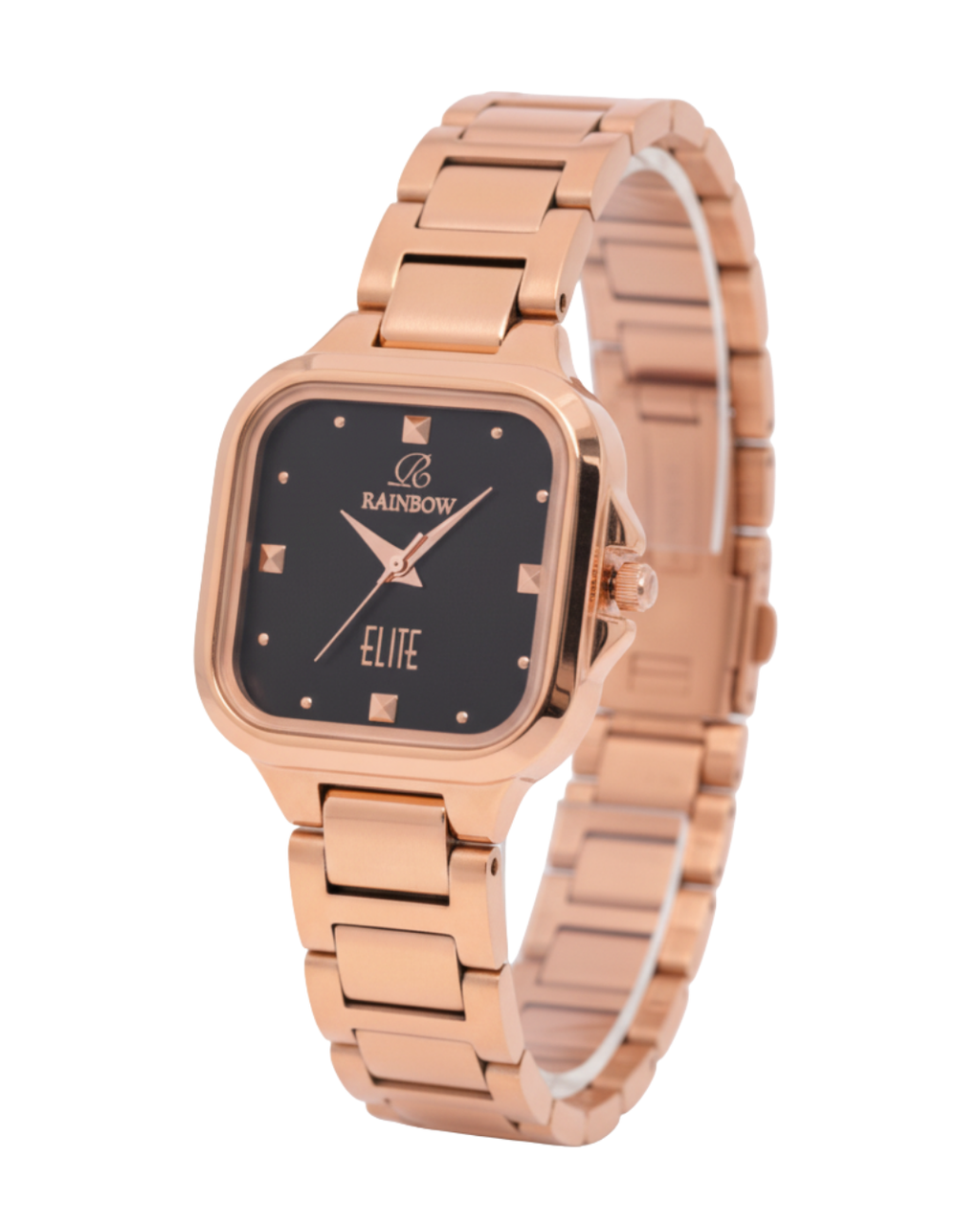 Rainbow Elite – Rose Gold Square Dial (Black Dial)