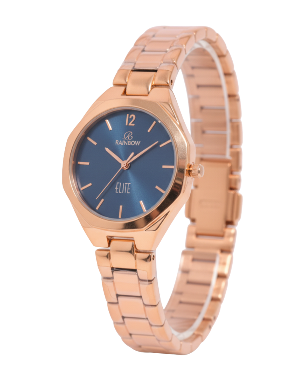 Rainbow Elite Women’s Rose Gold Watch with Black Dial – Premium Analog Watch