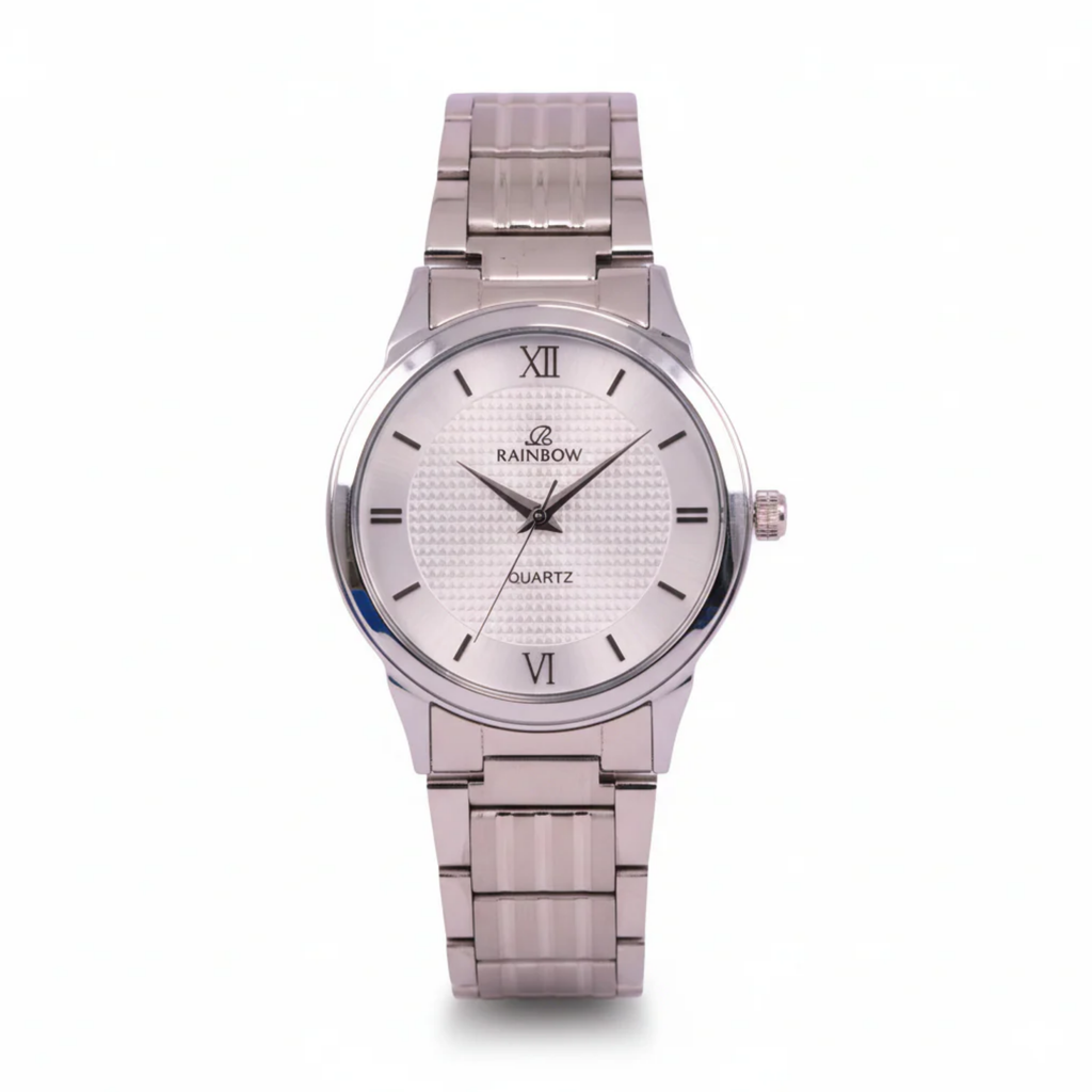 Rainbow Classic Men’s Silver Mesh Dial Stainless Steel Watch