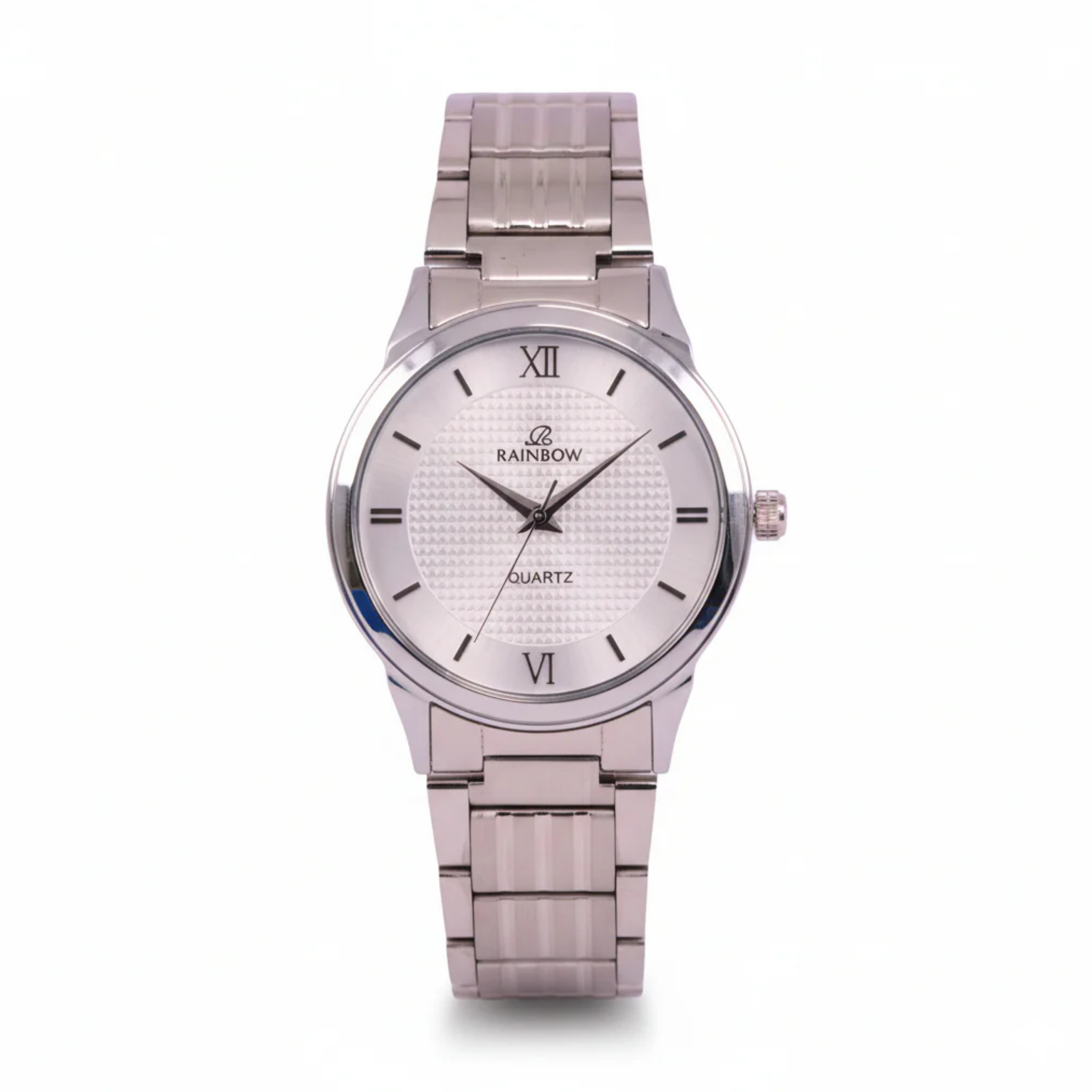 Rainbow Classic Men’s Silver Mesh Dial Stainless Steel Watch