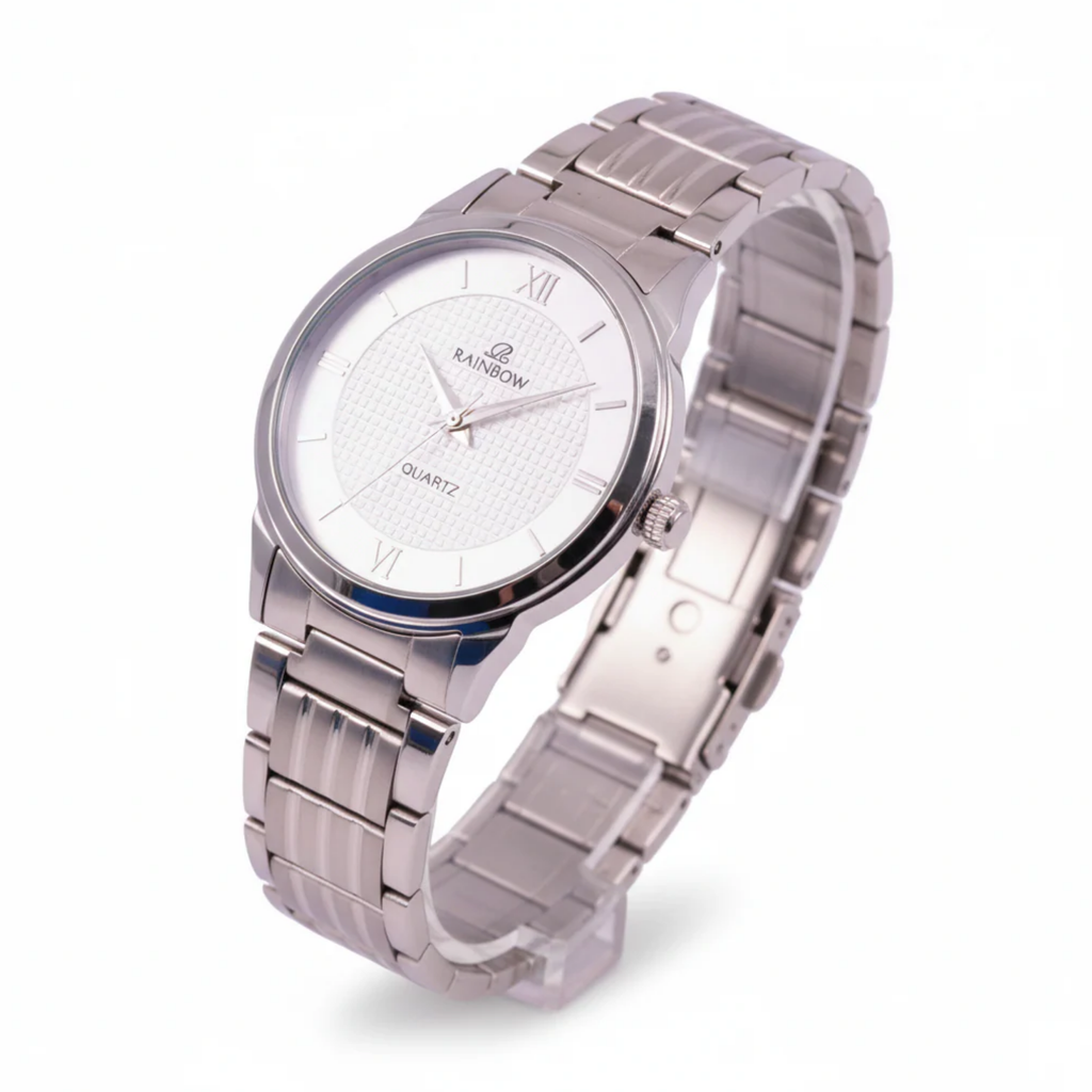 Rainbow Classic Men’s Silver Mesh Dial Stainless Steel Watch