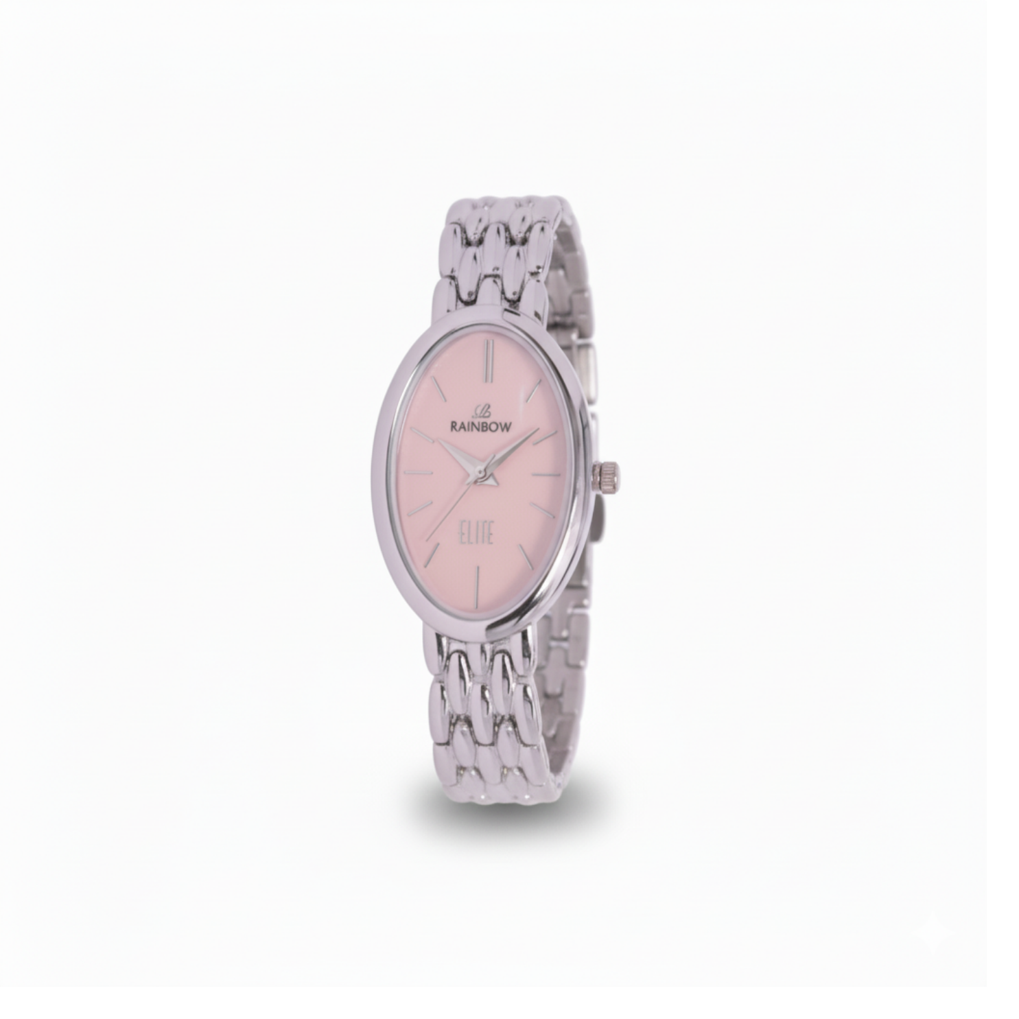 Rainbow Classic Elite – Silver Oval Dial Women’s Watch (Pink Dial)