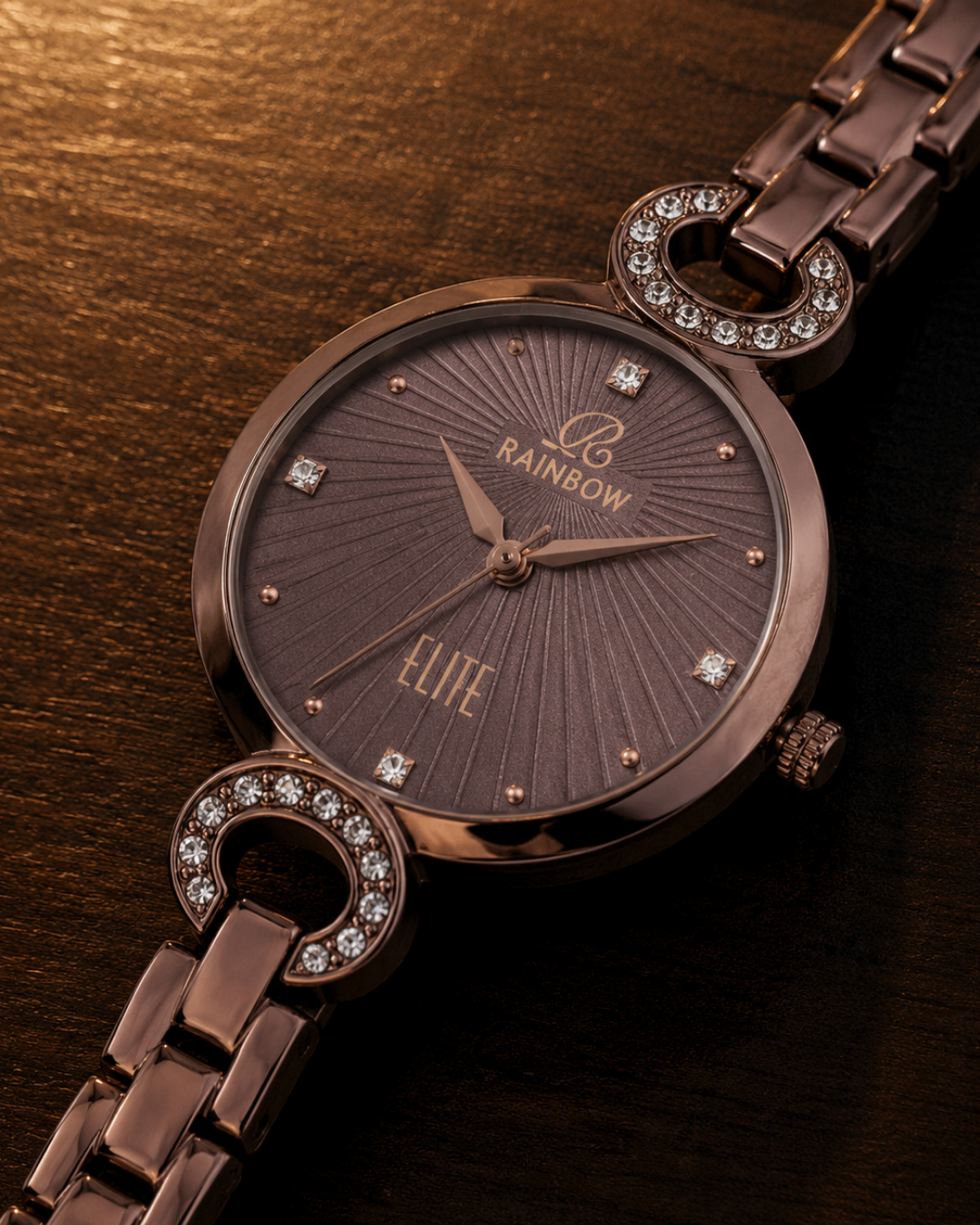 Rainbow Elite – Brown Crystal Design Watch