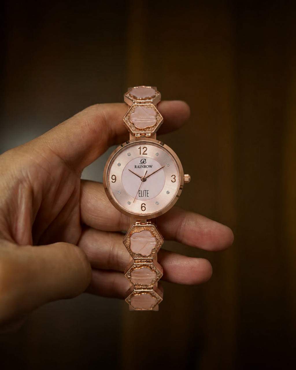 Rainbow Elite Women’s Watch – Rose Gold with Pink Dial