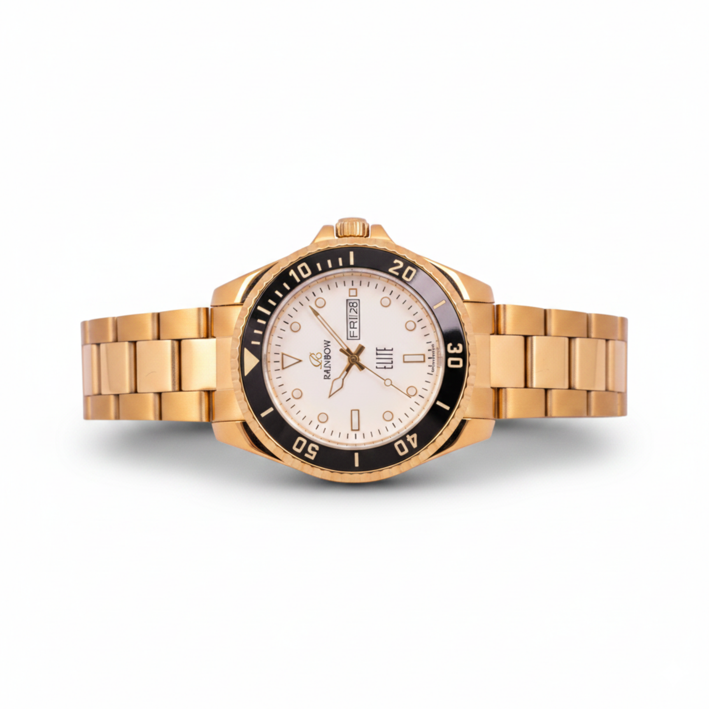 Rainbow Elite Men’s White Dial Gold Stainless Steel Watch