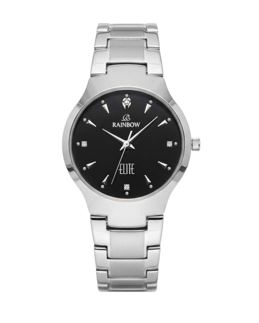 Silver Round Watch – Black Dial