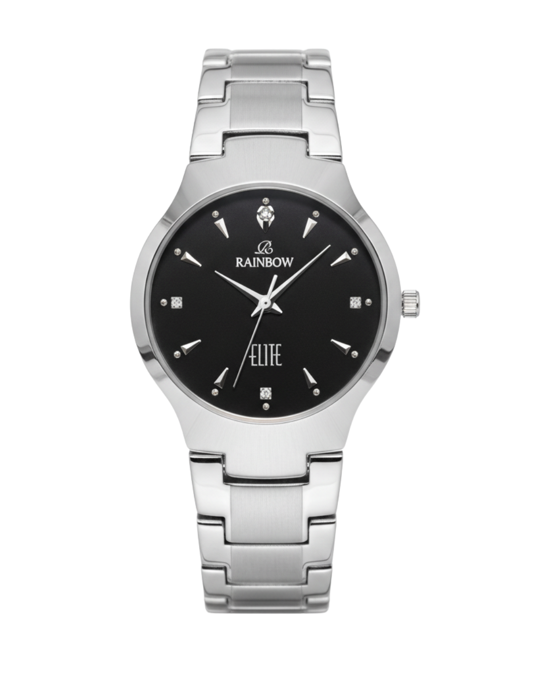 Silver Round Watch – Black Dial