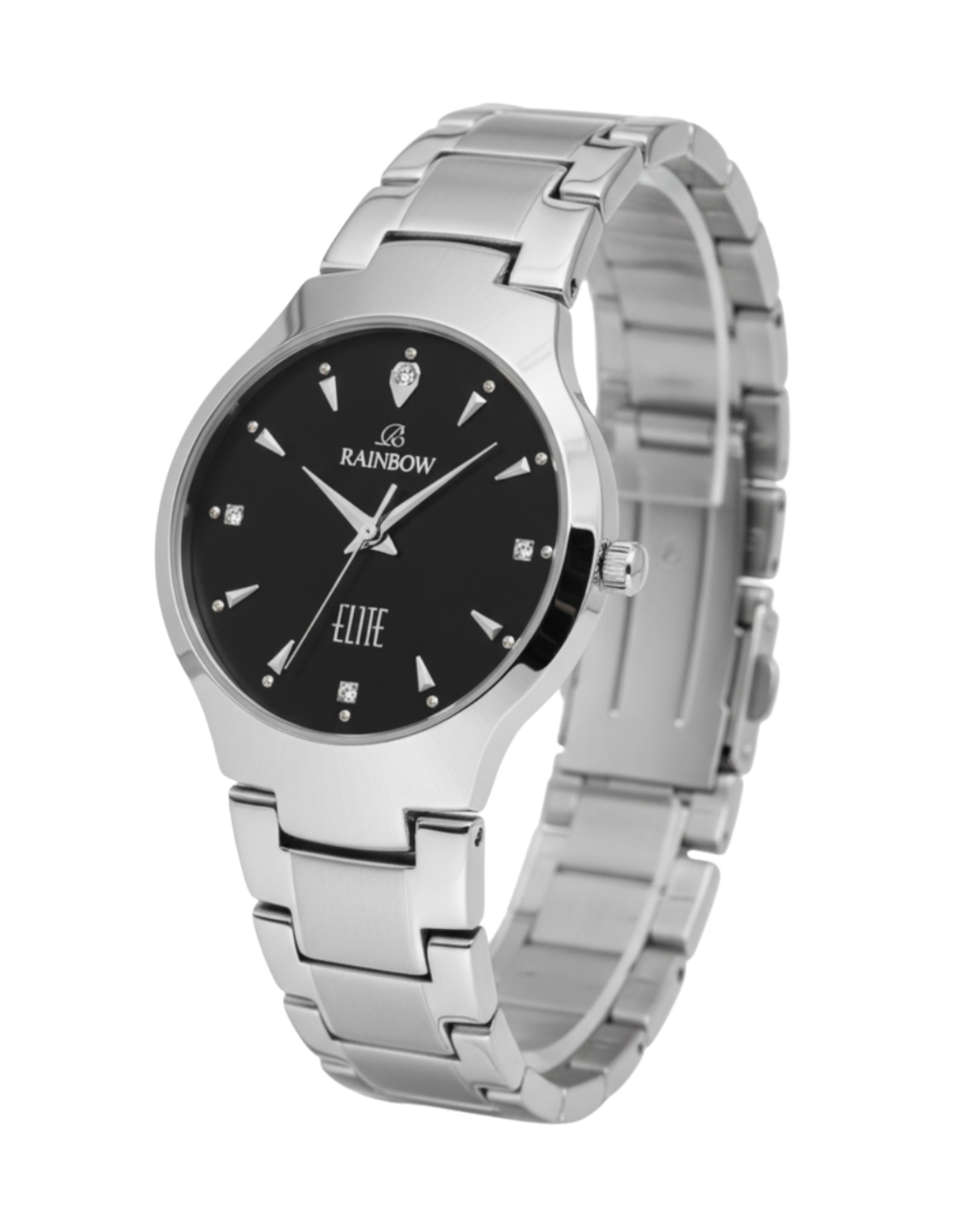 Silver Round Watch – Black Dial