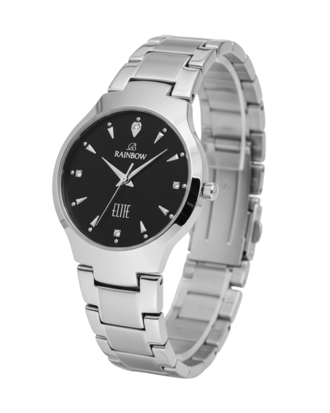 Silver Round Watch – Black Dial