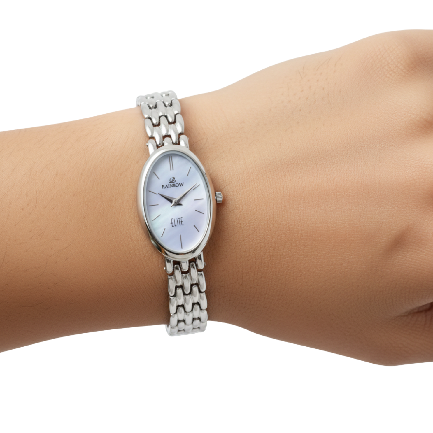 Rainbow Classic Elite – Silver Oval Dial Women’s Watch (Blue Dial)