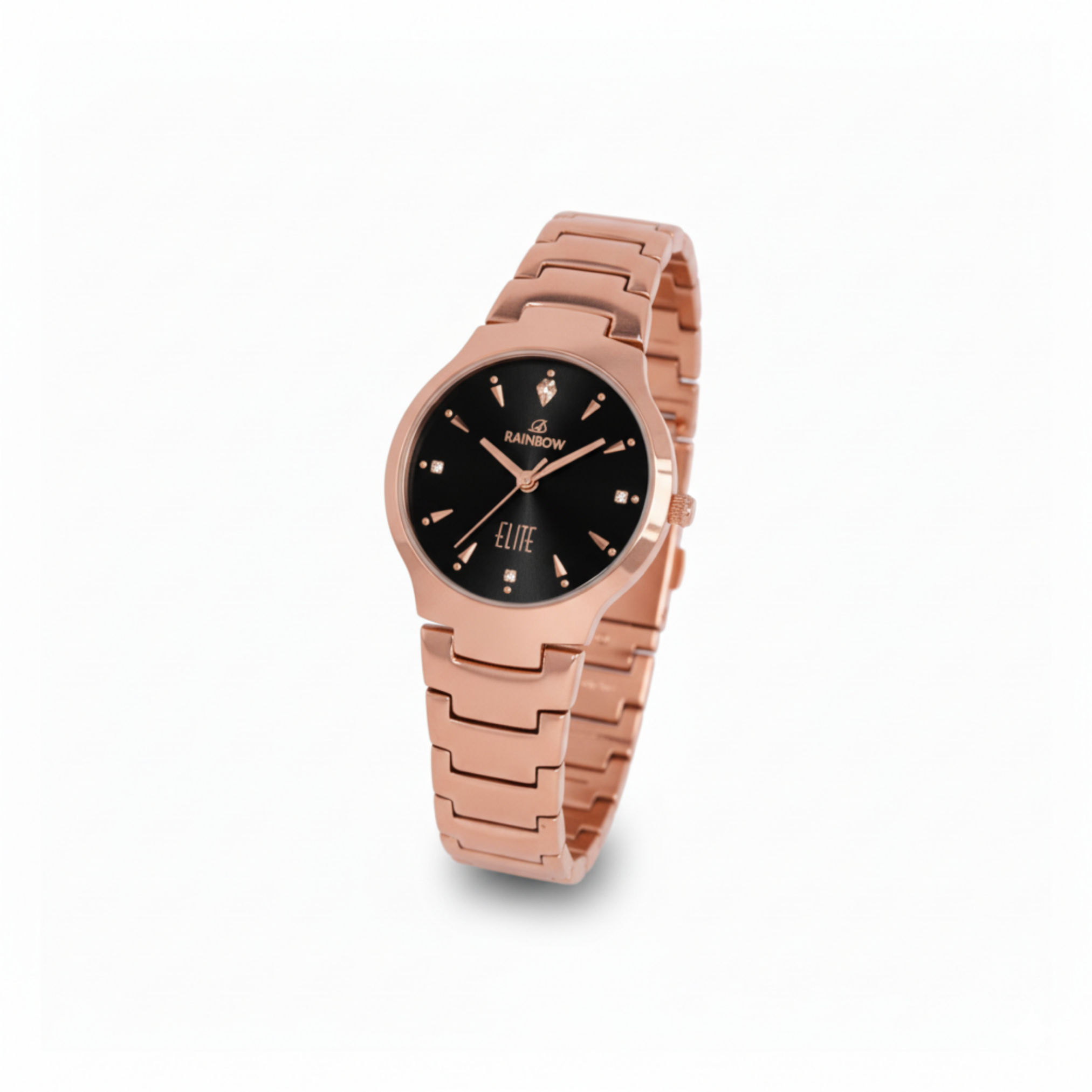 Rainbow Elite Women’s Rose Gold Watch with Black Dial – Premium Analog Watch