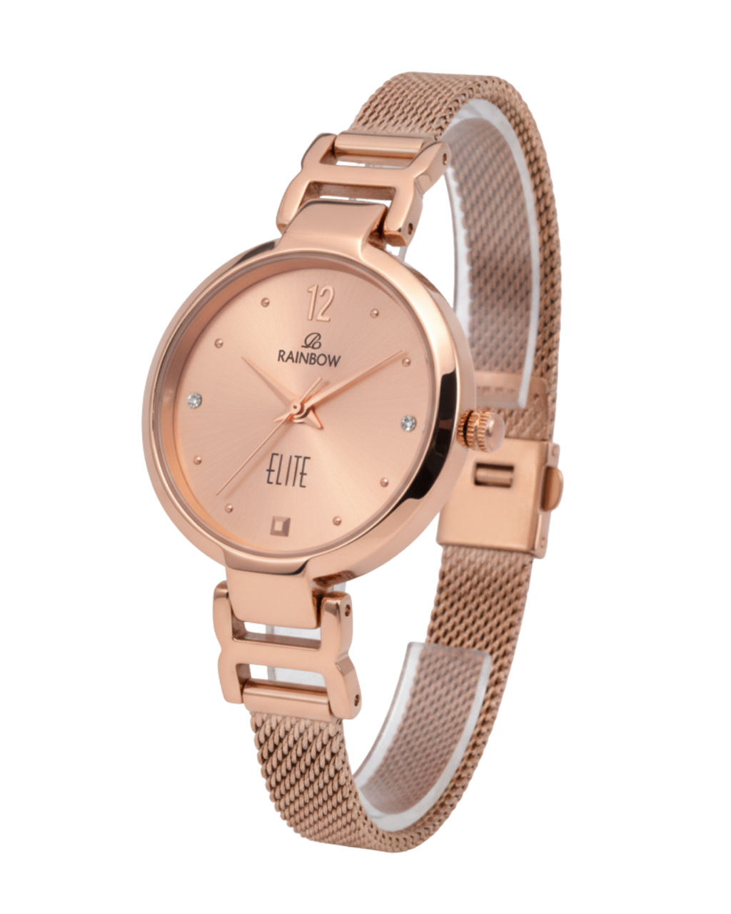 Rainbow Elite Women’s Rosegold Mesh Strap Watch – Rosegold Dial