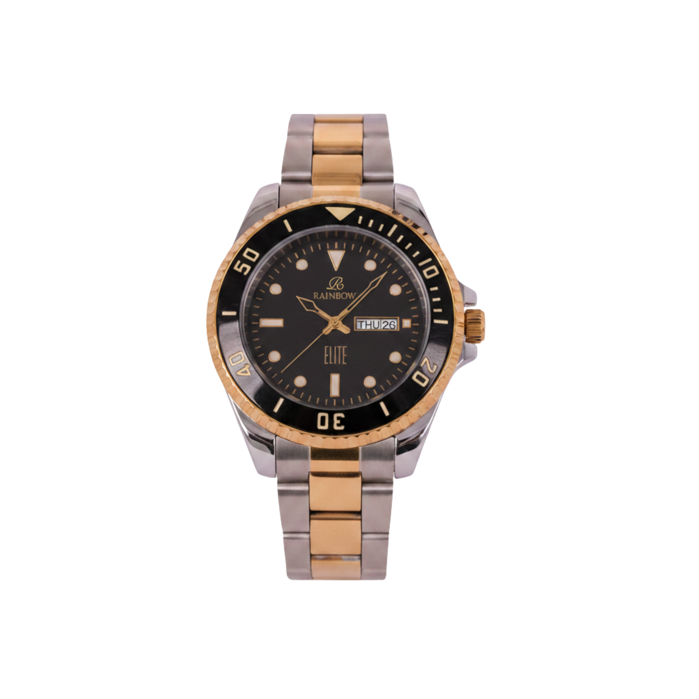 Rainbow Elite Men’s Black Dial Two-Tone Stainless Steel Watch