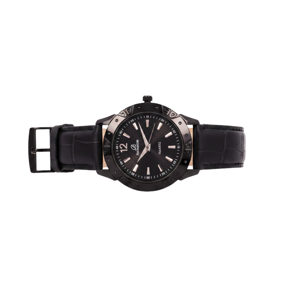 Rainbow Classic Black Dial Leather Strap Men’s Watch