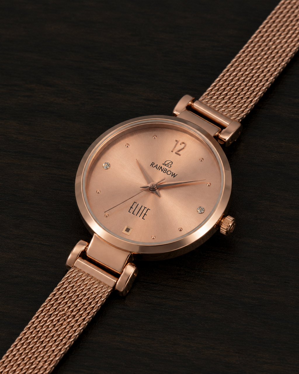 Rainbow Elite Women’s Rosegold Mesh Strap Watch – Rosegold Dial