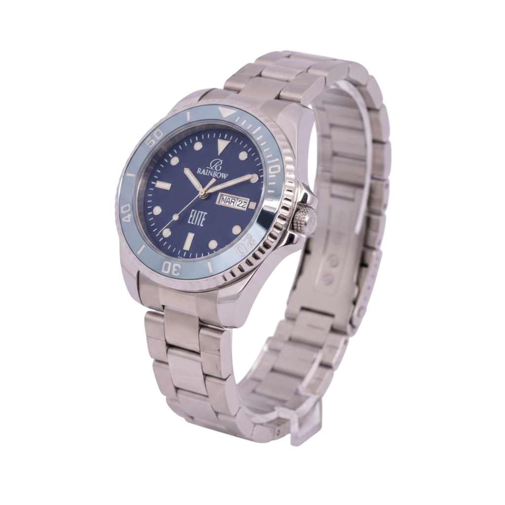 Rainbow Premium Men’s Blue Dial silver Case Watch