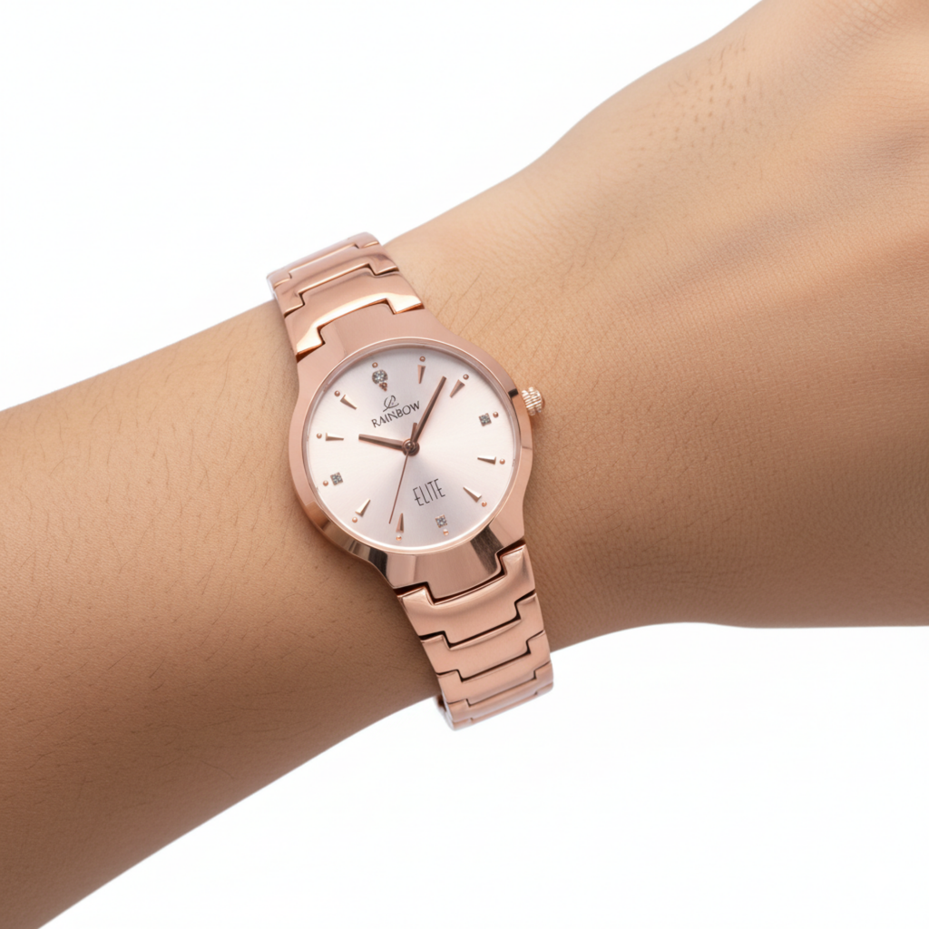Rainbow Elite Rose Gold Women’s Analog Watch – Elegant & Premium Design