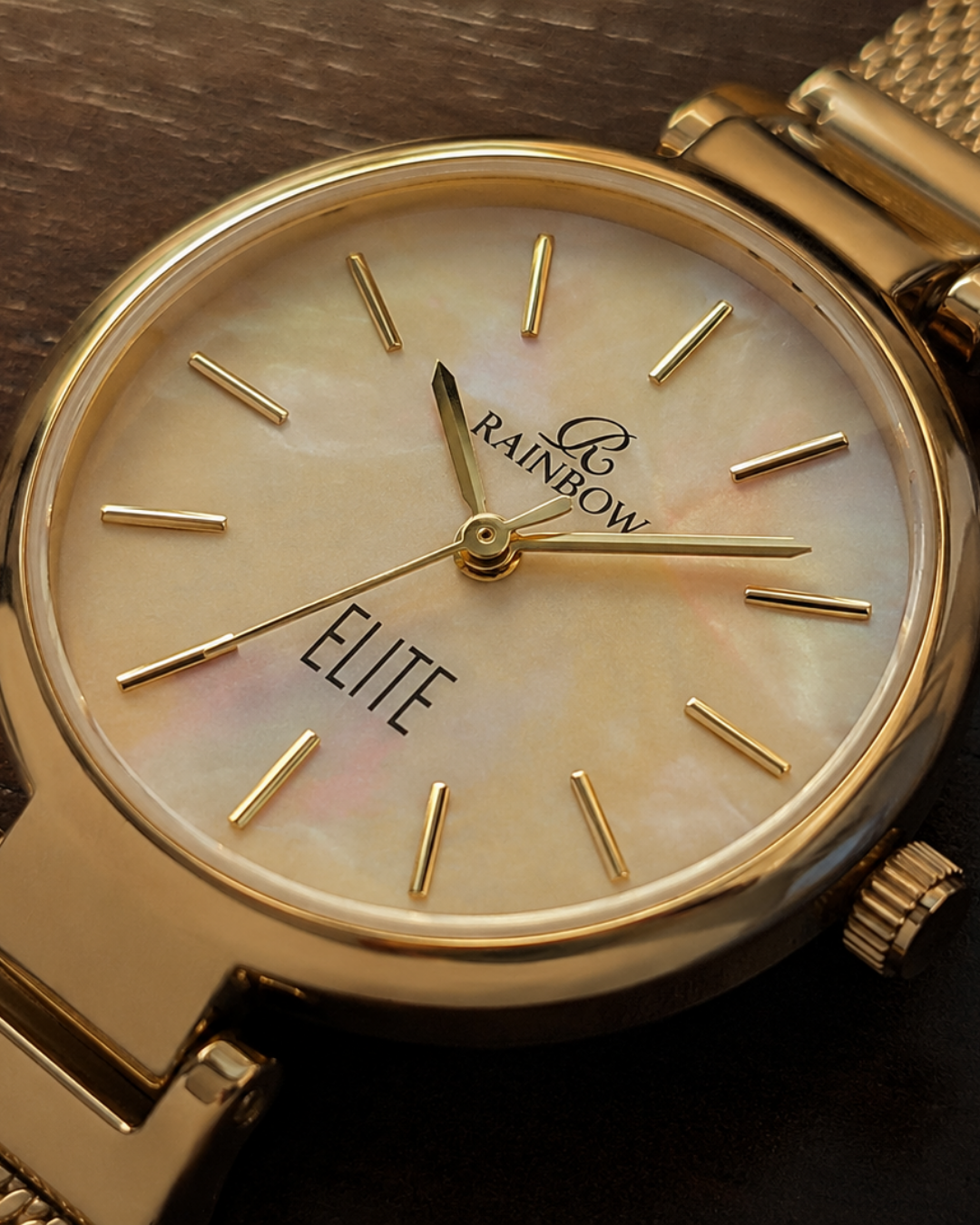 Rainbow Elite – Pearl Dial Mesh Strap Women’s Watch