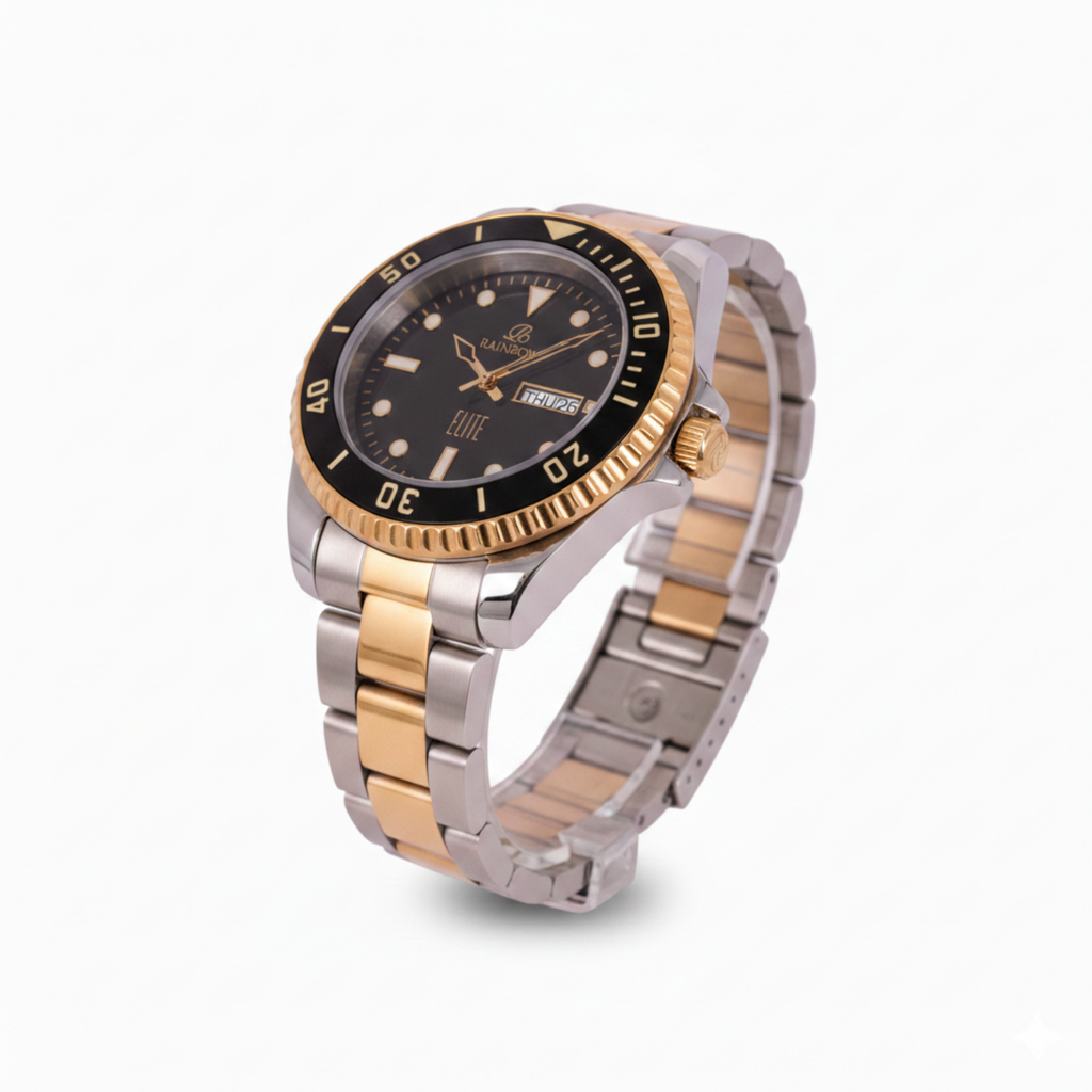 Rainbow Elite Men’s Black Dial Two-Tone Stainless Steel Watch