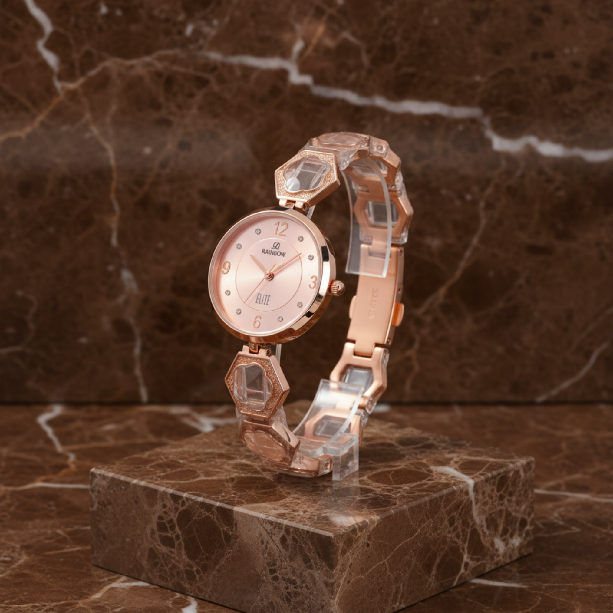 Rainbow Elite Women’s Watch – Rose Gold with Pink Dial