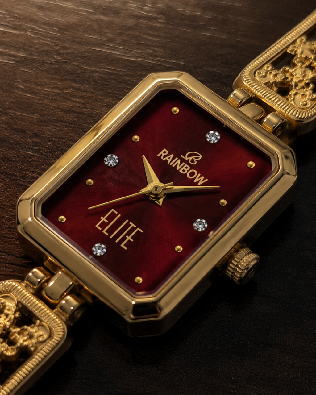 Rainbow Elite – Red Rectangular Dial Women’s Bracelet Watch
