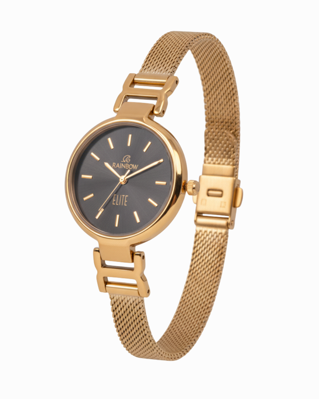 Rainbow Elite Women's Gold Mesh Strap Watch – Grey Dial
