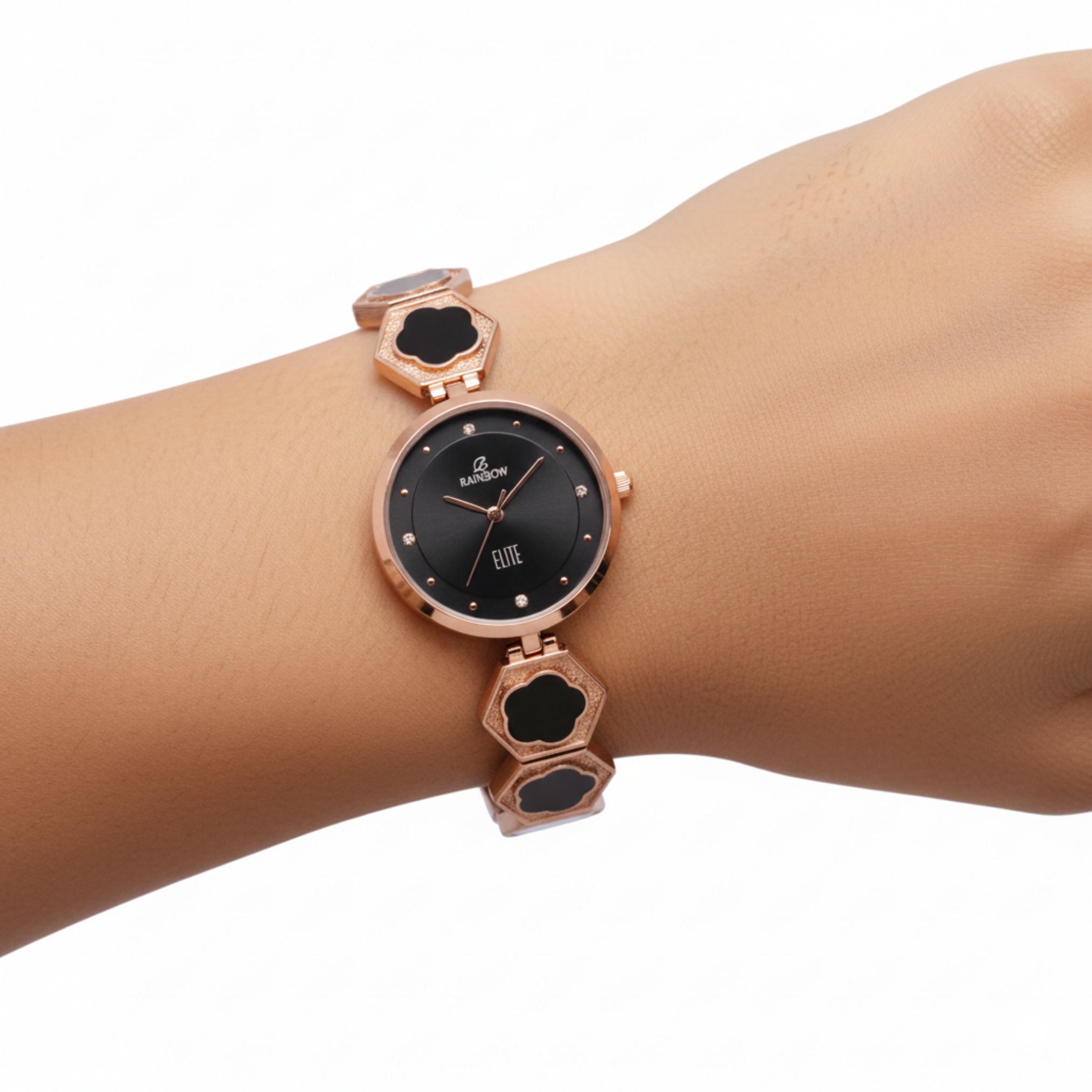 Rainbow Elite Women’s Watch – Rose Gold with Black Dial