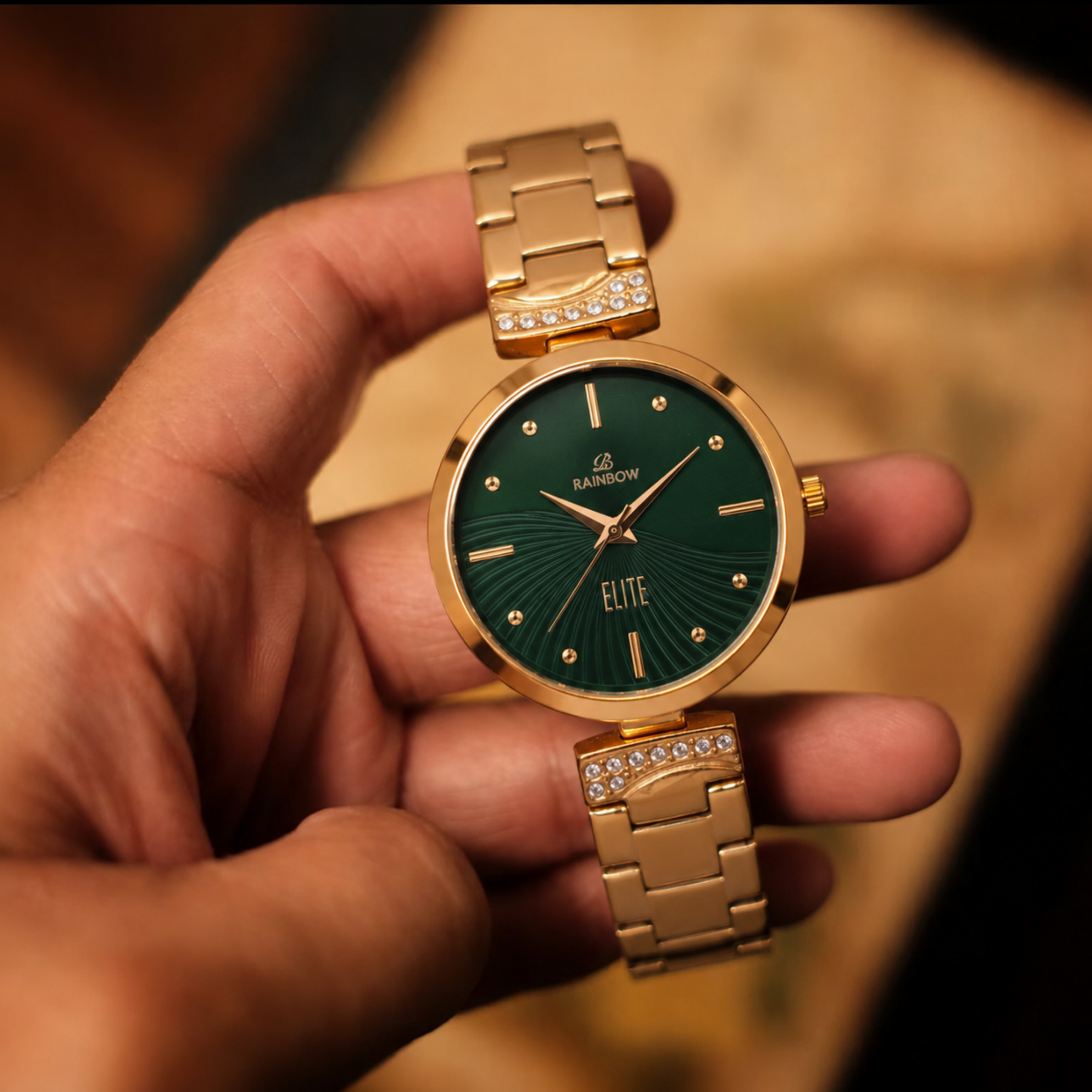Rainbow Elite Women’s Green Dial Rose Gold Watch