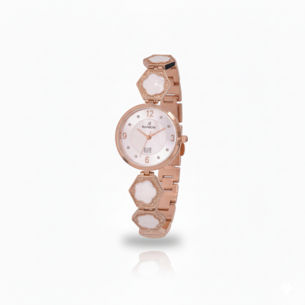Rainbow Elite Women’s Watch – Rose Gold with White Dial