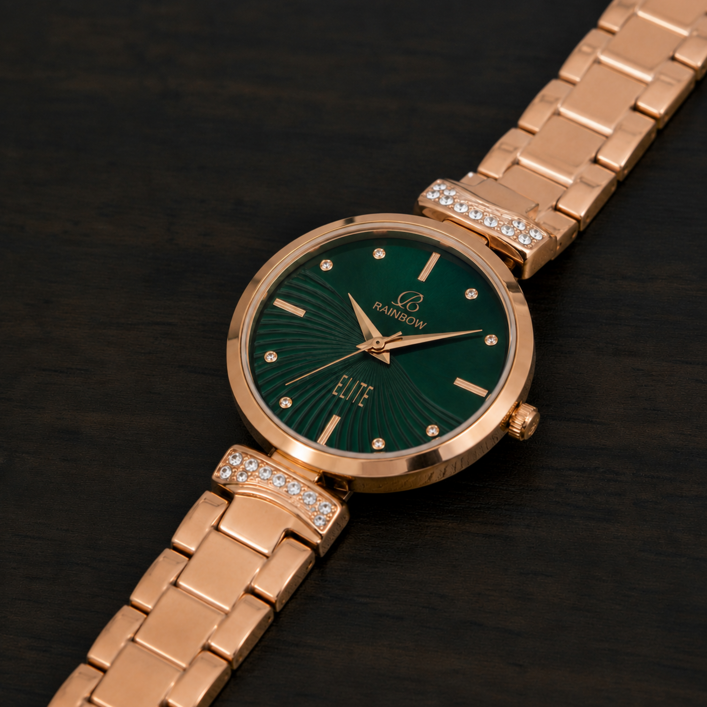 Rainbow Elite Women’s Green Dial Rose Gold Watch