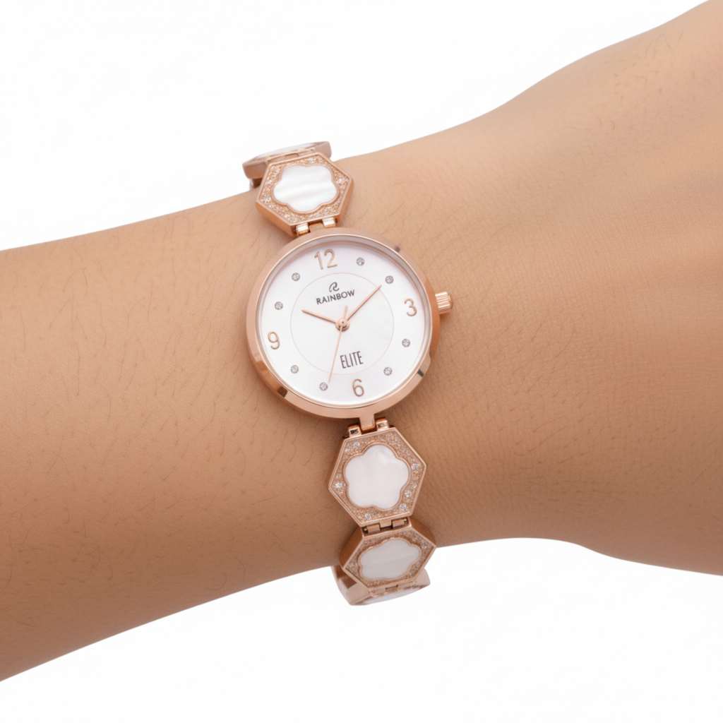 Rainbow Elite Women’s Watch – Rose Gold with White Dial
