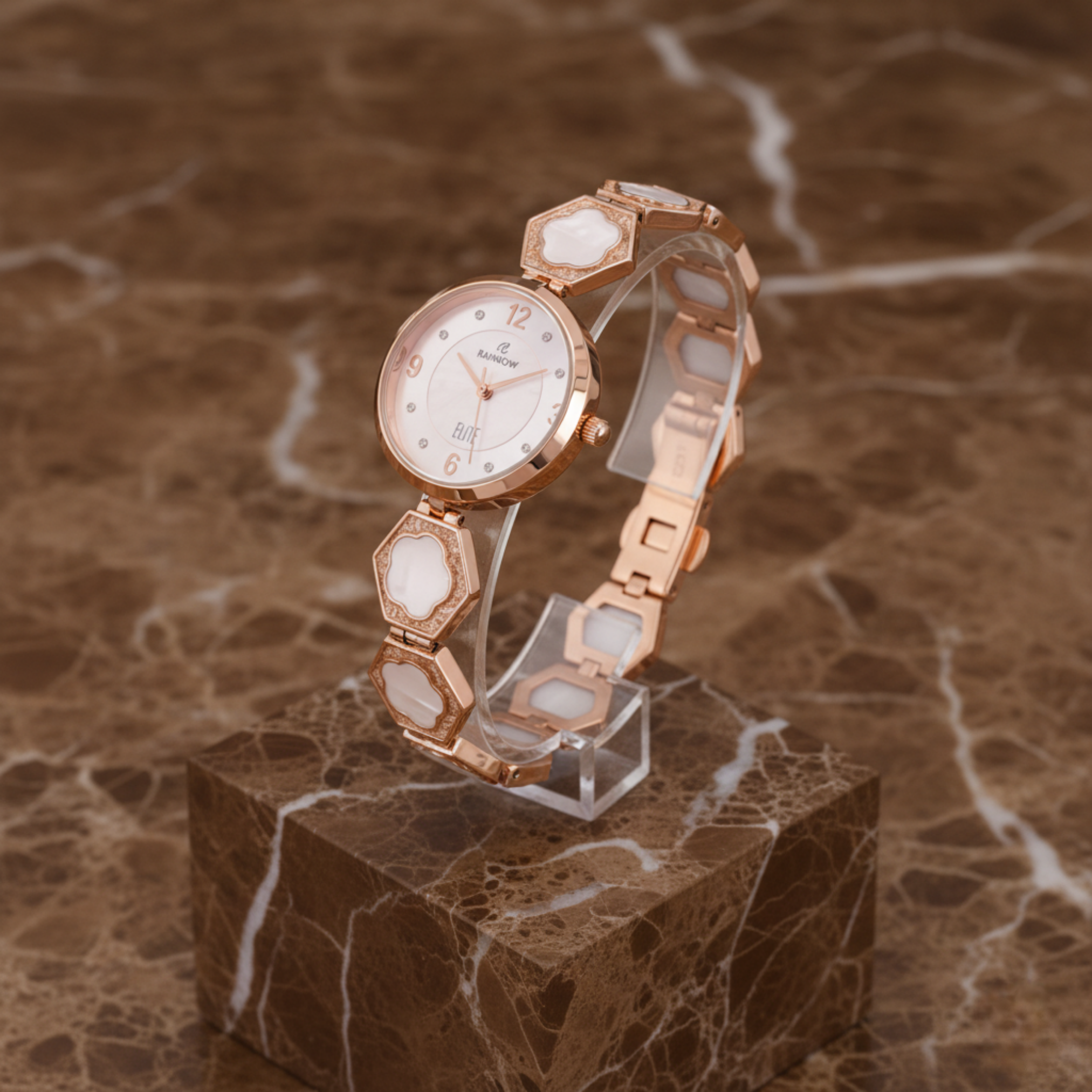 Rainbow Elite Women’s Watch – Rose Gold with White Dial