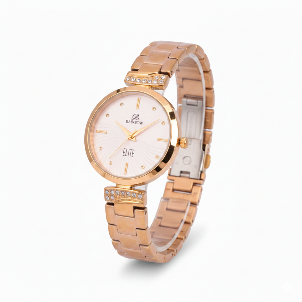 Rainbow Elite Women’s White Dial Rose Gold Watch