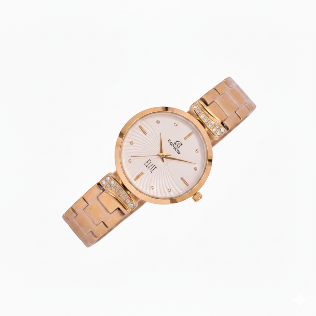 Rainbow Elite Women’s White Dial Rose Gold Watch