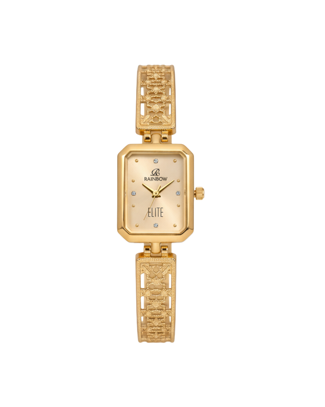 Rainbow Elite – Gold Rectangular Dial Women’s Designer Watch