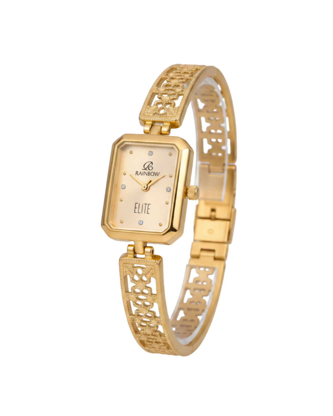 Rainbow Elite – Gold Rectangular Dial Women’s Designer Watch
