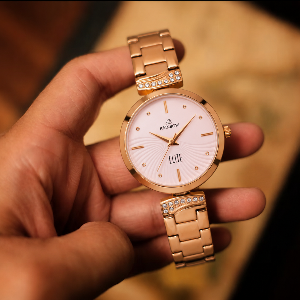 Rainbow Elite Women’s White Dial Rose Gold Watch