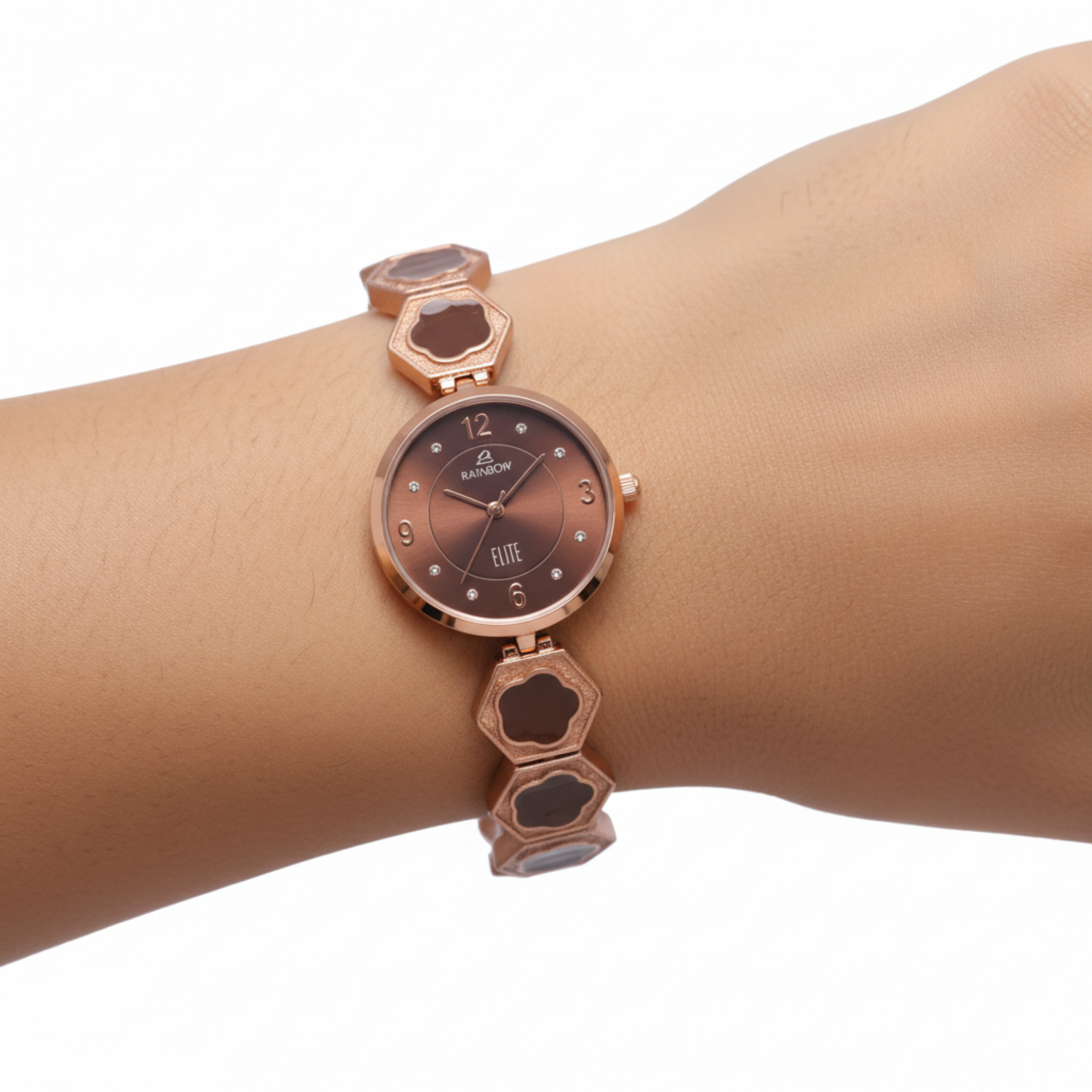 Rainbow Elite Women’s Watch – Rose Gold with Brown Dial