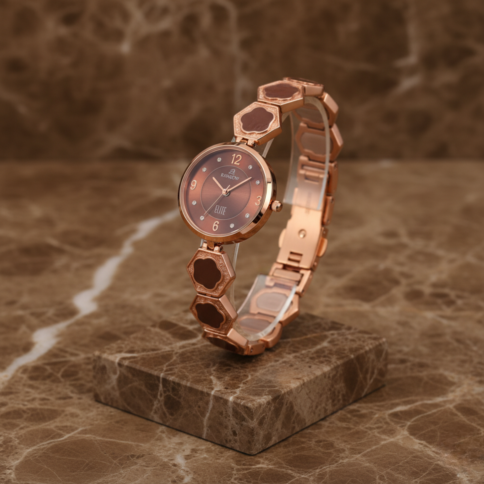 Rainbow Elite Women’s Watch – Rose Gold with Brown Dial