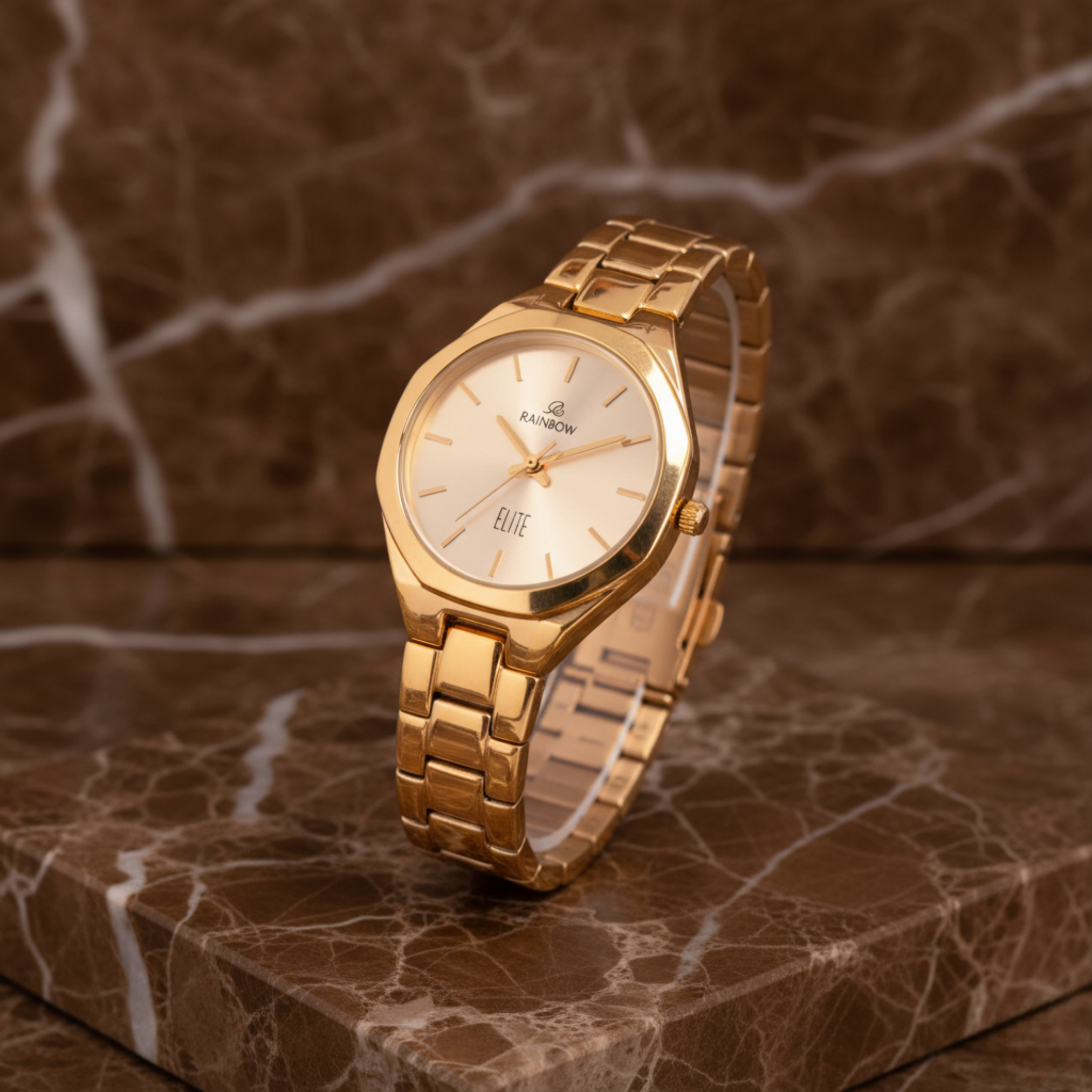 Rainbow Elite Women’s Gold Stainless Steel Watch