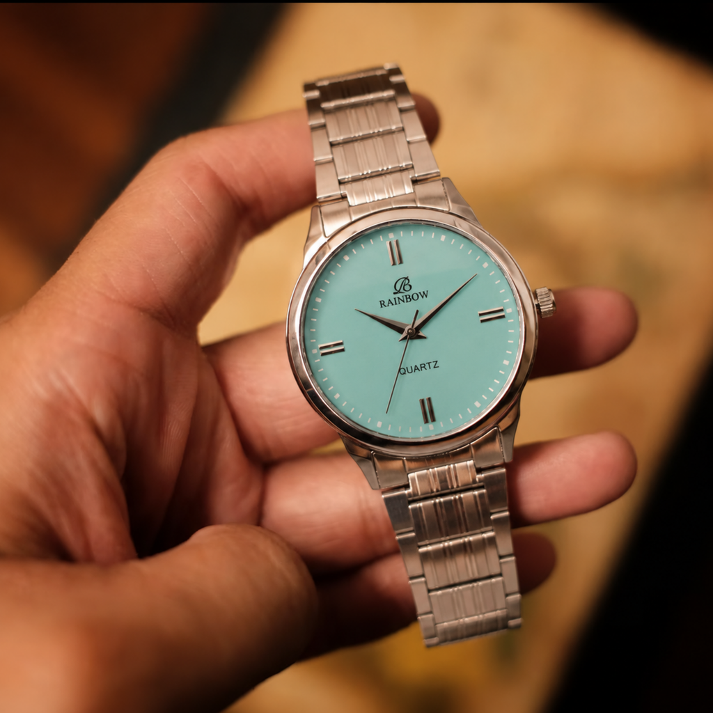 Rainbow Classic Men’s Aqua Blue Dial Stainless Steel Watch