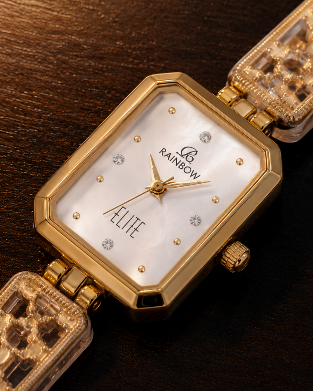 Rainbow Elite Women’s Mesh Strap Pearl Dial Watch