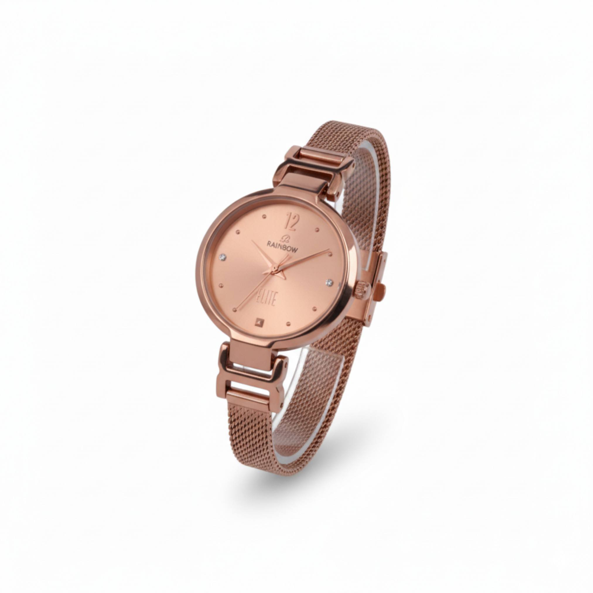 Rainbow Elite Women’s Rosegold Mesh Strap Watch – Rosegold Dial