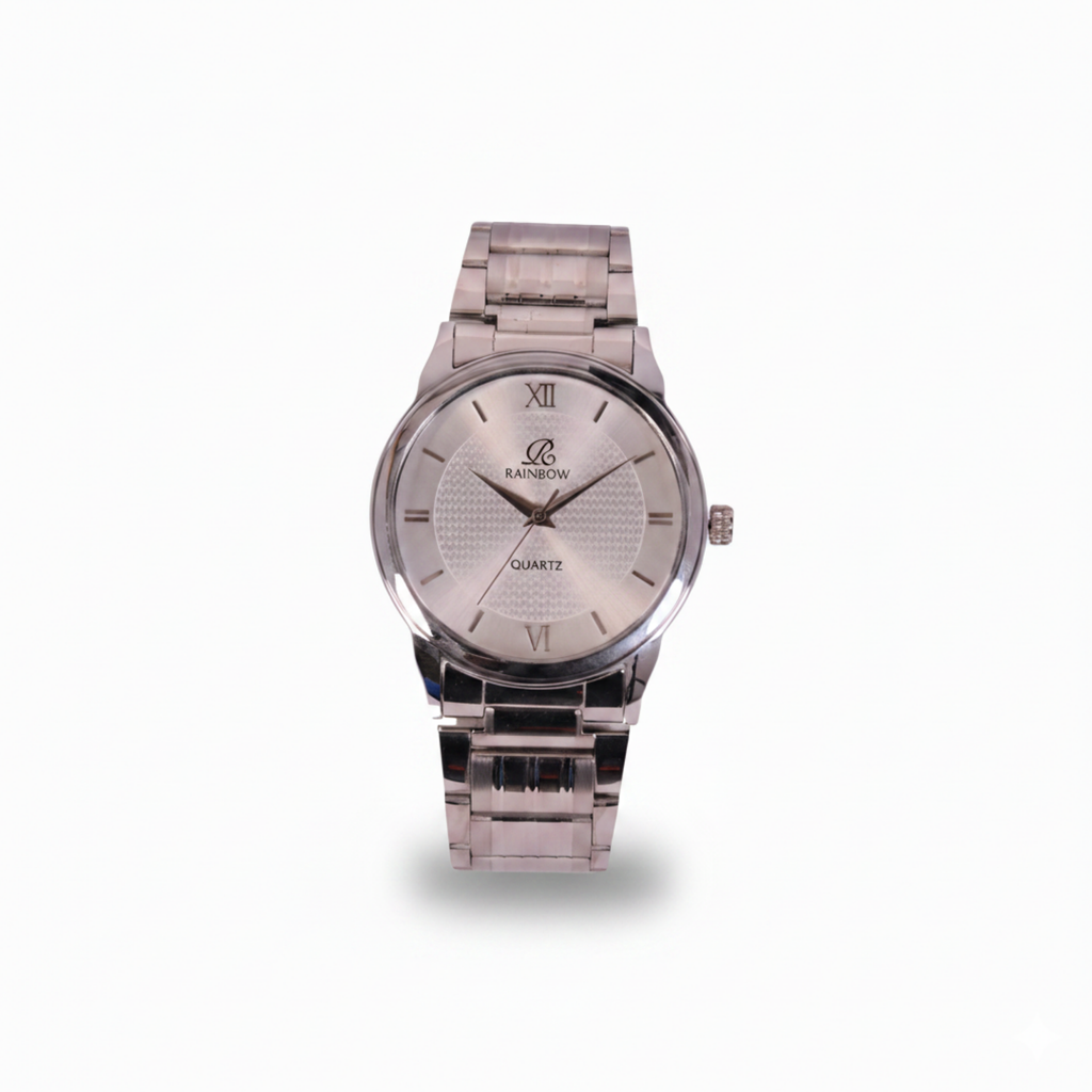 Rainbow Premium Silver White Dial Metal Strap Watch