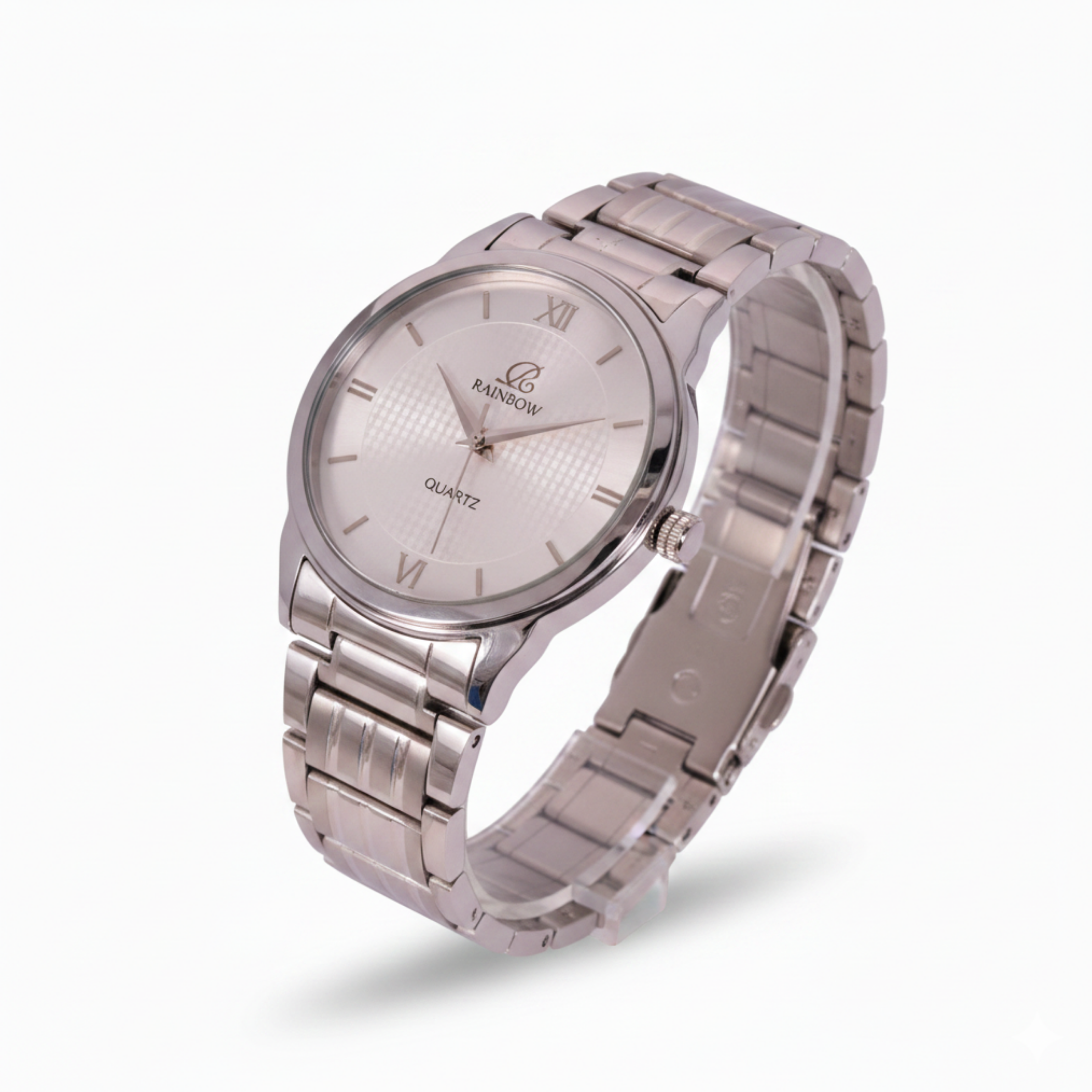 Rainbow Premium Silver White Dial Metal Strap Watch