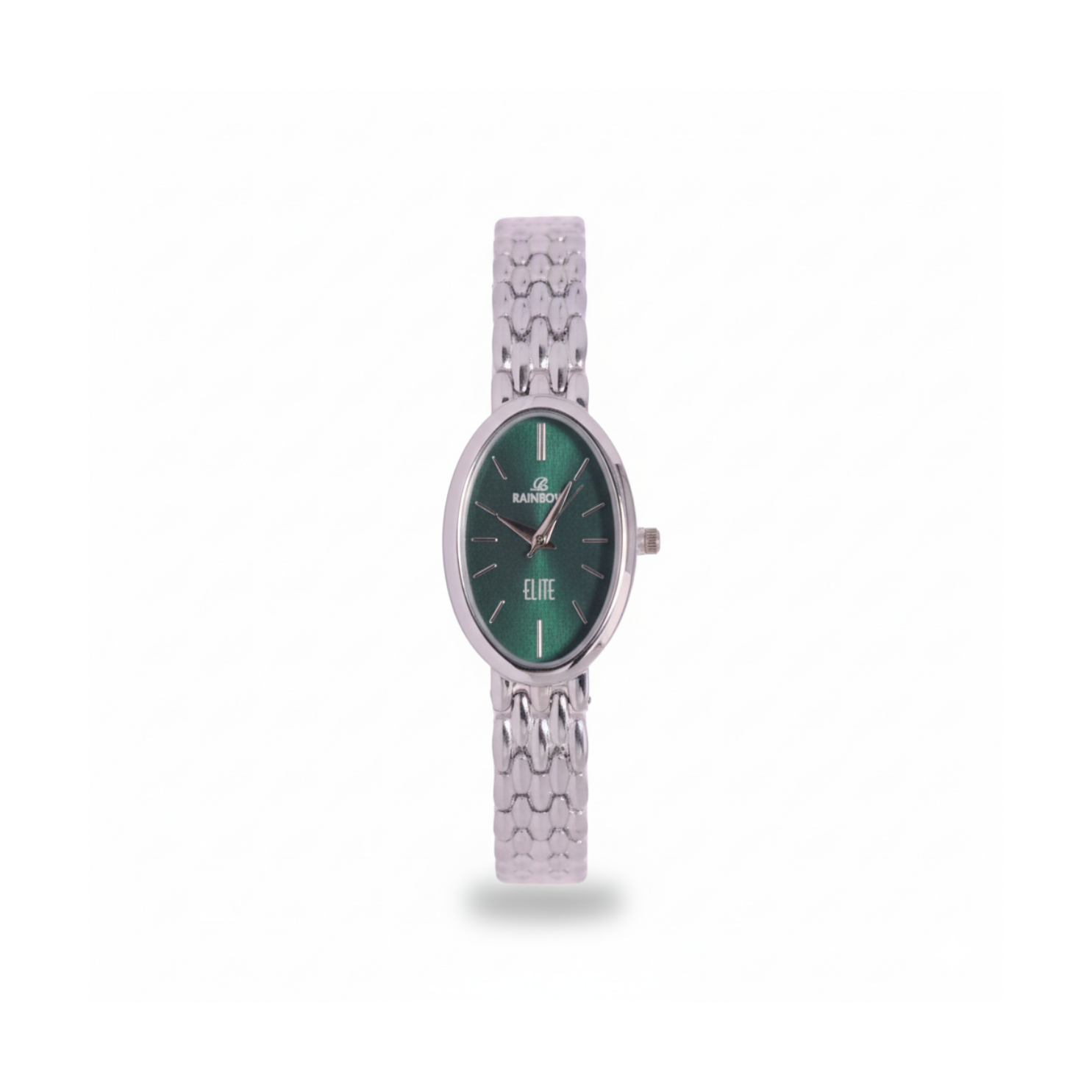 Rainbow Classic Elite – Silver Oval Dial Women’s Watch (Green Dial)