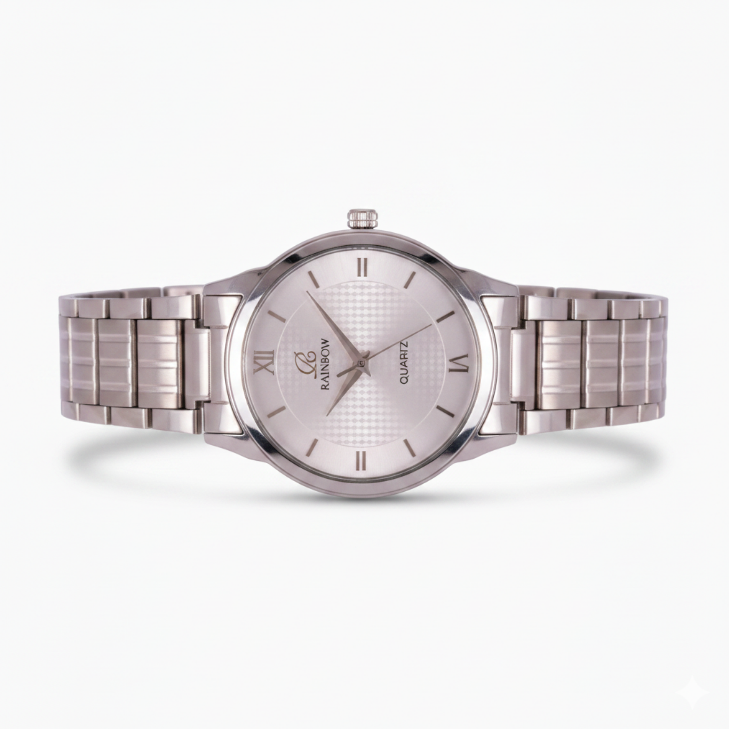 Rainbow Premium Silver White Dial Metal Strap Watch