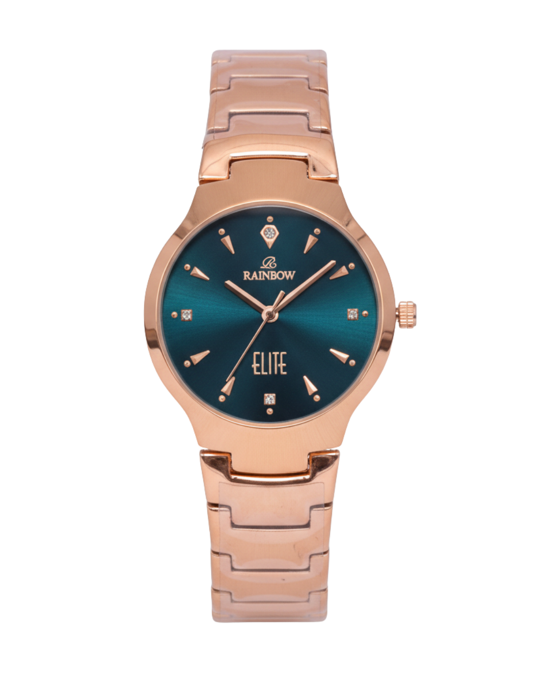 Rainbow Elite Women’s Rose Gold Watch with Green Dial – Premium Stylish Watch