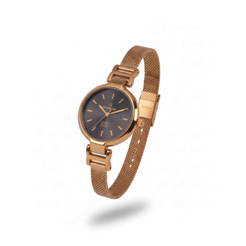 Rainbow Elite Women's Gold Mesh Strap Watch – Grey Dial